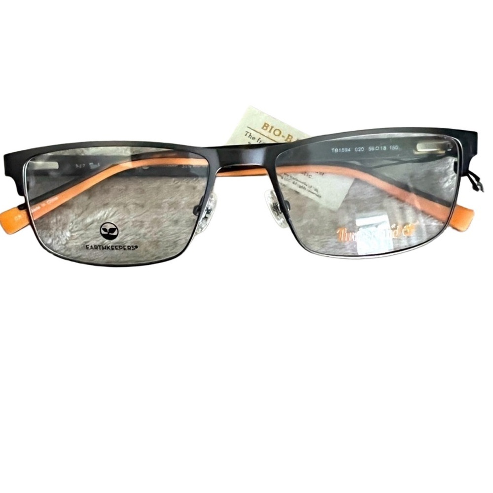 Timberland TB1594 Men's Black & Orange Rectangular Eyeglasses - Size 58-18